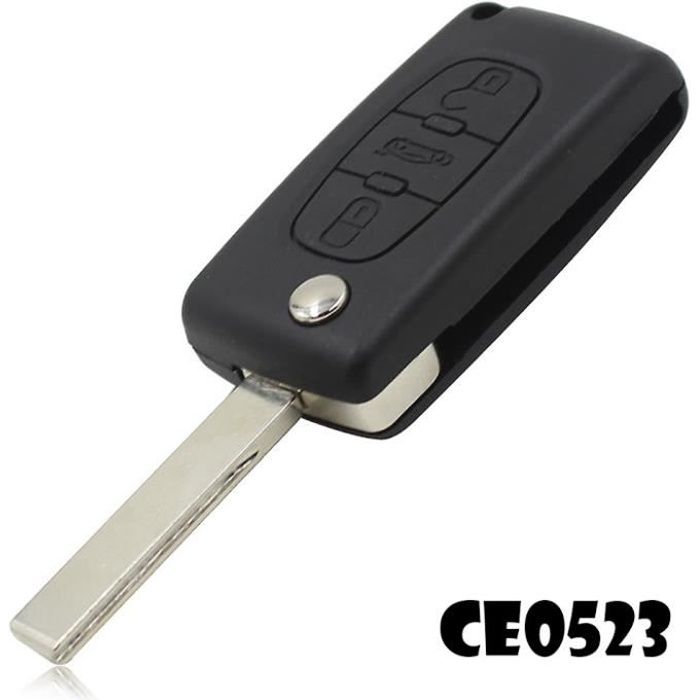Cle plip pour peugeot 3 boutons coffre 807 partner expert ce0523 lame avec rainure coque telecommande @pro-plip
