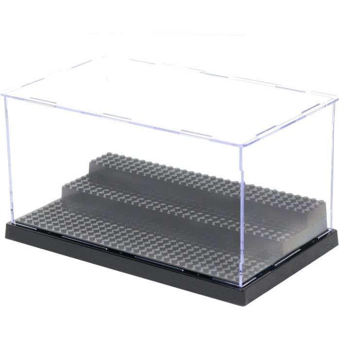 MIMIEYES Vitrine en Acrylique Perspex (25,4 x 14,5 x 13,5 cm) Antipoussière avec Base pour MiniFigurines (noir)