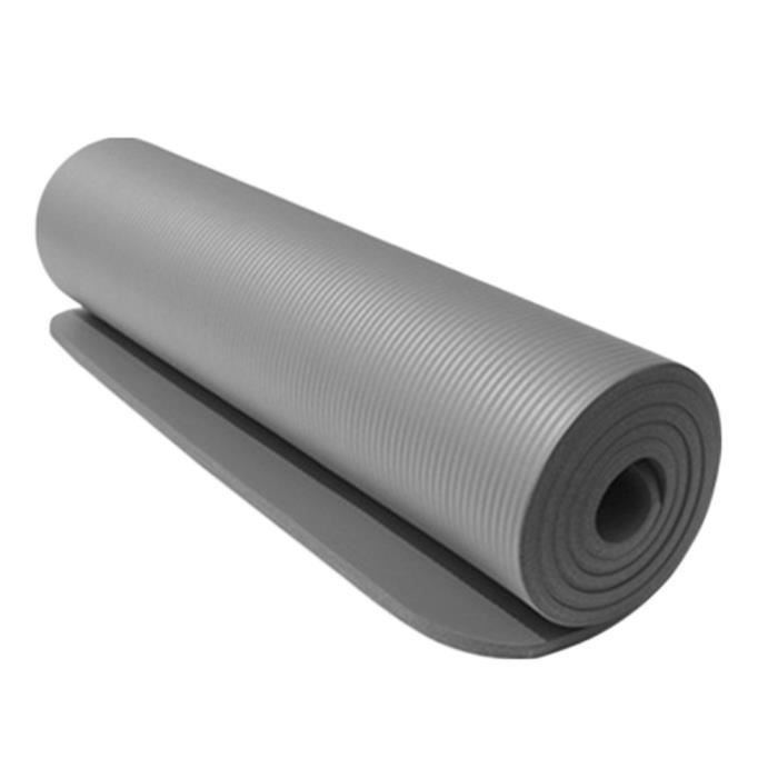 Tapis de Yoga Antidérapant Epais Durable Pour Pilates, Fitness et Entraînement avec Sangle de Transport Gris 183X61X1cm