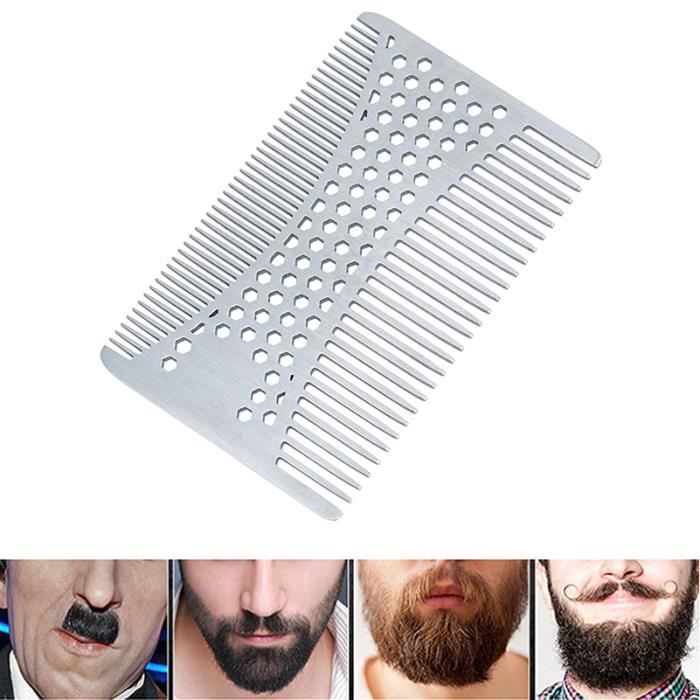 MOR 1pc acier inoxydable moustache peigne barbe peigne nouveautés hommes rasage moustache brosse visage cheveux brosse toilettage