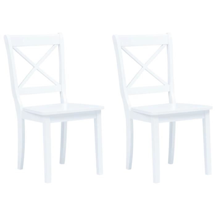 ♫1759 Lot de 2 Chaises de salle à manger Design & Chic - Ensemble de 2 Chaises Blanc - Bois d'hévéa massif Home®