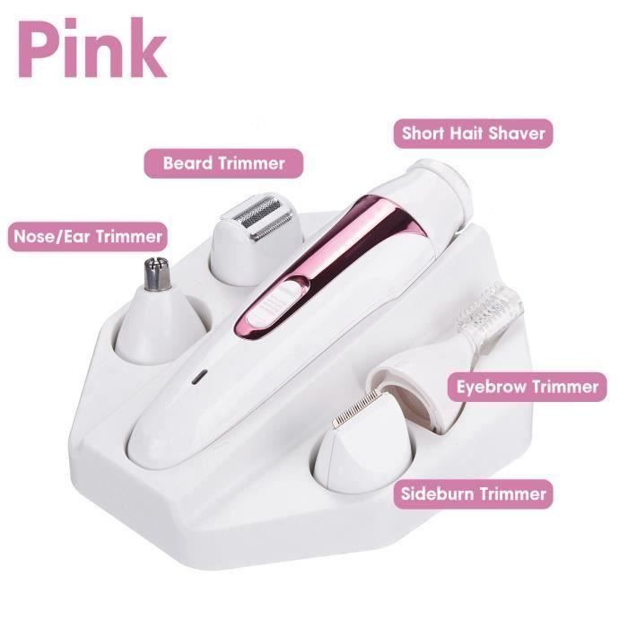5 en 1 Femme Électrique Tondeuse Sourcil Nez Bikini Visage Corps Épilateur Rasoir Rose L40527