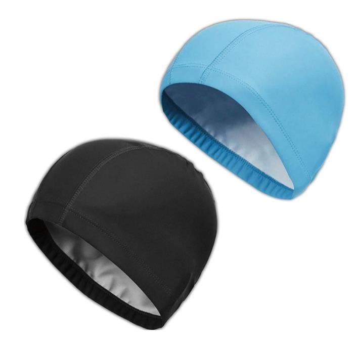 2 pièces de bonnet de bain bonnet de bain adulte bonnet de bain tissu PU doux mélangé bonnet de bain adulte homme et femme