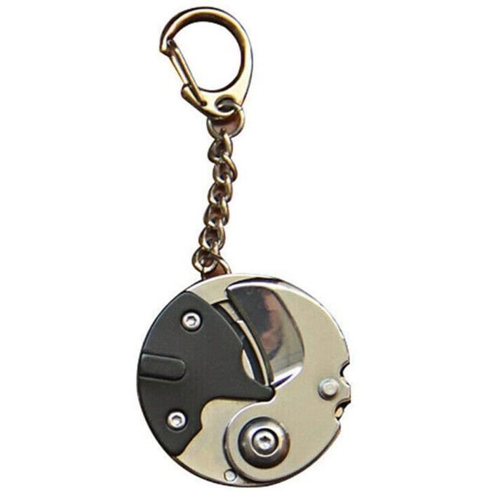 Mini Couteau de Poche, Porte-clés en Forme de pièce Couteau Pliant Portable Mini EDC Porte-clés de Poche Pliant avec chaîne Suspendu
