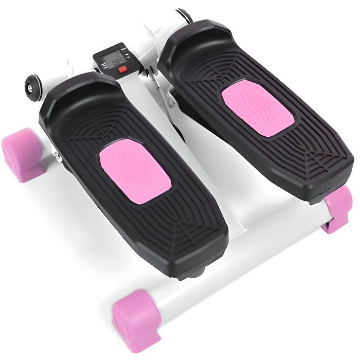 Stepper a Roue Résistance Hydraulic -MAX 100KG Avec 2 extenseurs Equipement d'exercice LCD. Rose