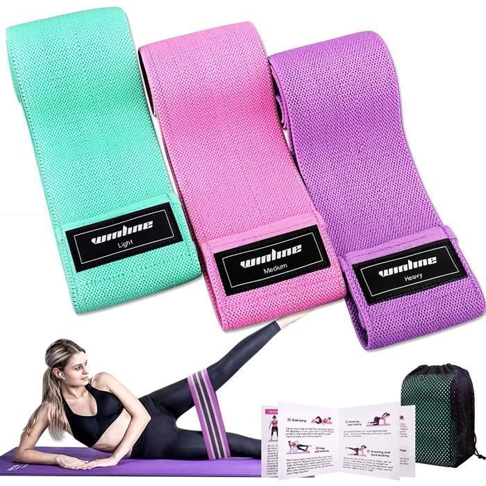 Bande Élastique Fitness Set de 3, Bande de Résistance pour Yoga, Pilates, Rééducation Physique, Resistance Band pour Musculation ave
