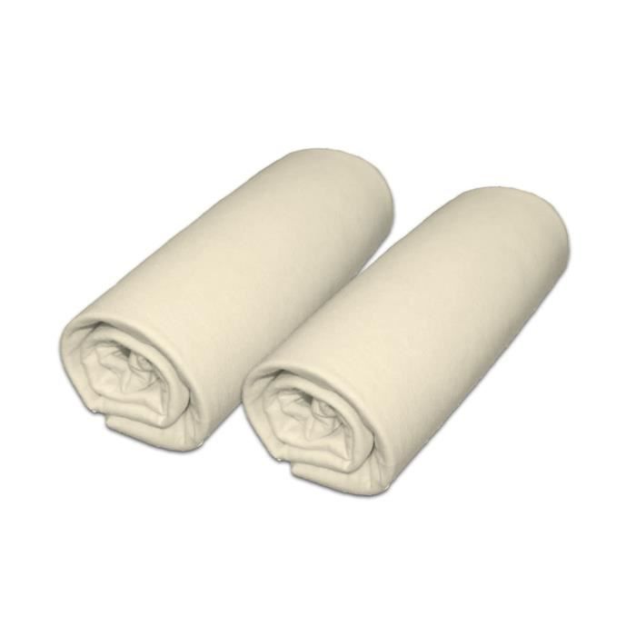 Lot de 2 draps housse pour matelas 60x120cm coloris écru