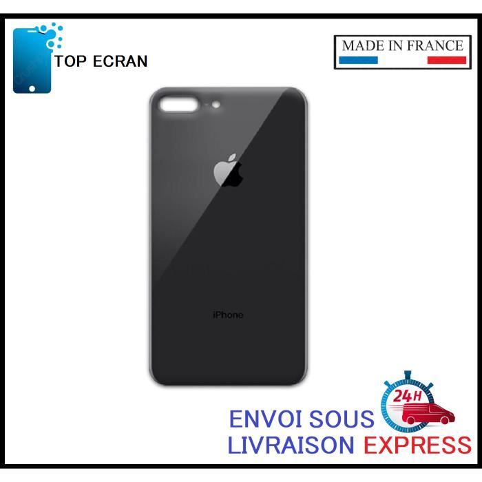 Vitre arrière pour Iphone 8+ 8 plus NOIR avec LOGO et Adhesif