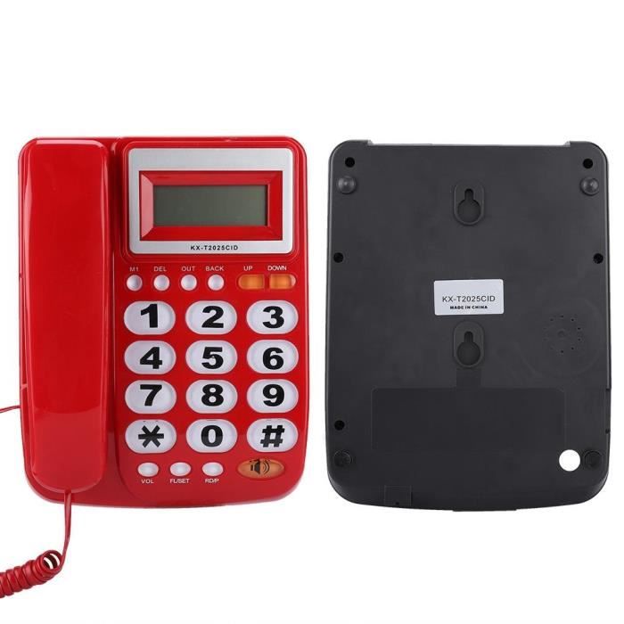 Fdit Téléphone filaire avec haut-parleur Téléphone fixe filaire de bureau avec affichage d'identification de l'appelant avec