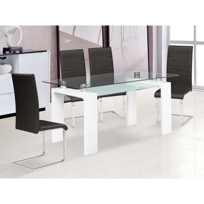 Table repas -Eva- - 150 x 80 x 75 cm - Blanc laqué