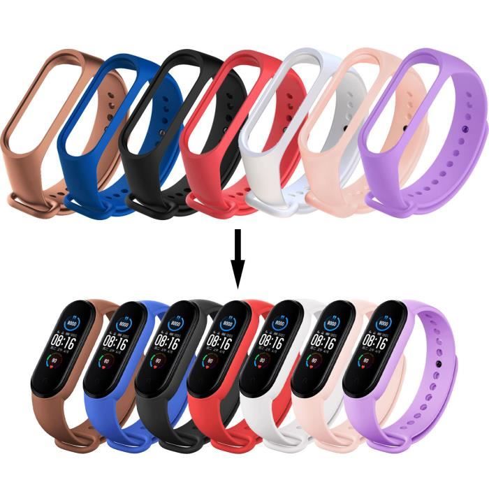 7pcs pour Bracelet XIAOMI Mi Band 6/Mi Band 5 Bracelets de Remplacement en Silicone Réglable Souple Respirant Compatible MI Band 5/6