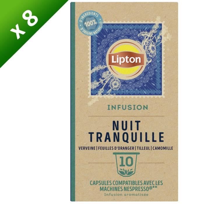 LIPTON Tisane Nuit Tranquille - Lot de 8 x 10 Capsules