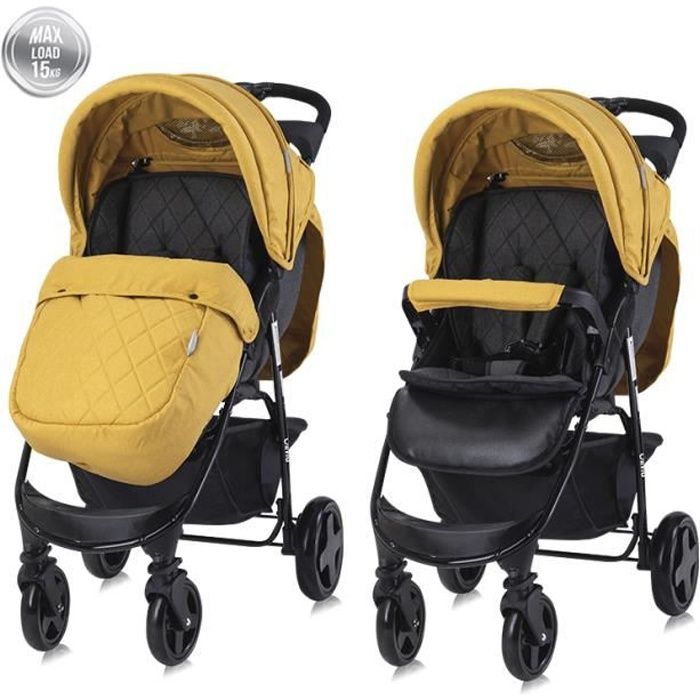 LORELLI Olivia - Poussette canne citadine compacte - Avec couvre jambes - Jusqu'à 15Kg - Jaune