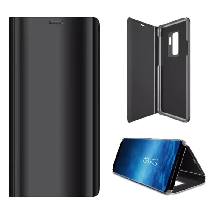 Galaxy S9 Coque Etui Housse Samsung Galaxy S9 Clear View Etui à Rabat Fonction Stand - Noir