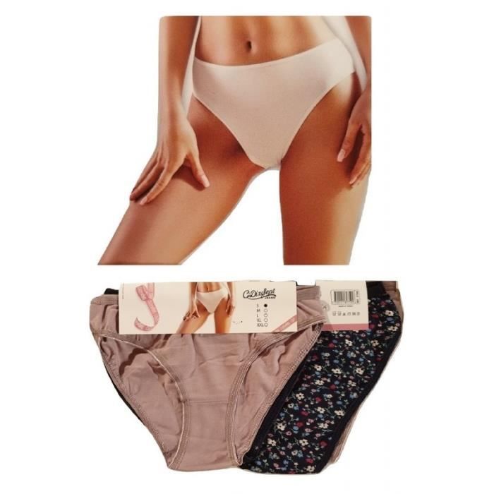 Jean C17 lot de 2 culotte femme confort parfait couleurs multiplesMulticolore S