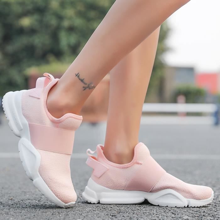 Baskets plates en maille pour femmes, chaussures de course sauvages en plein air, chaussures paresseuses