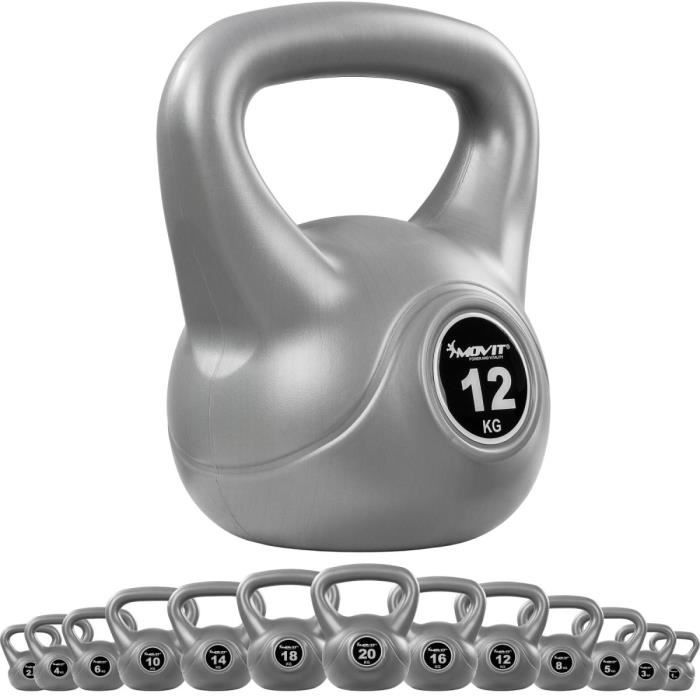 MOVIT Kettlebell plastique 12 kg - Gris