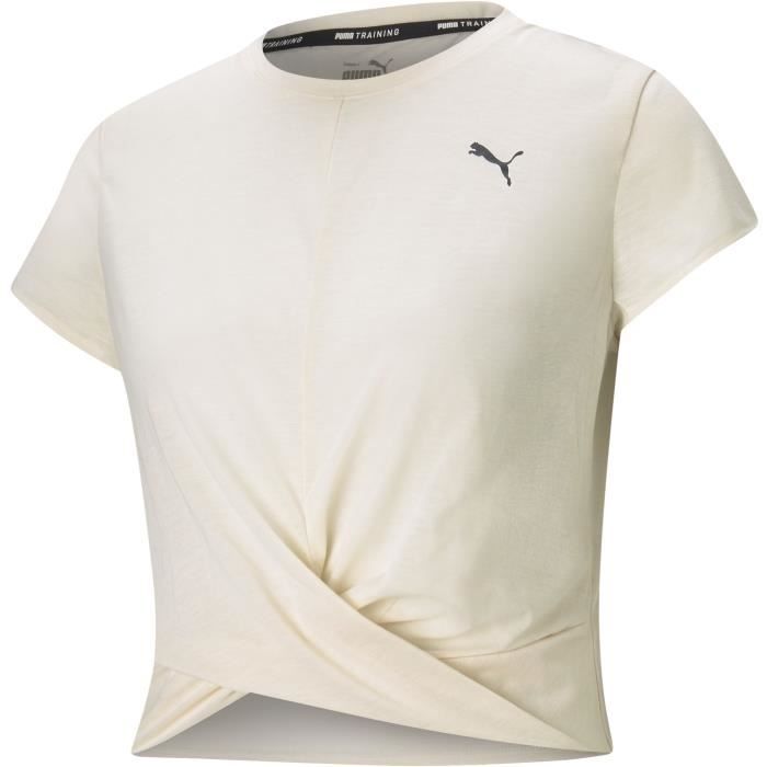 PUMA - T-shirt fitness Train Twisted - t-shirt crop top - technologie Drycell - blanc - Femme