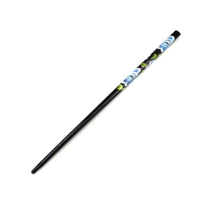 Pic cheveux plastique imprimé fleur peint à la main - noir - RC004771A