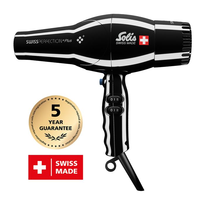 Sèche-cheveux - Technologie Ionique - Noir - Swiss Perfection Plus 3801 Solis