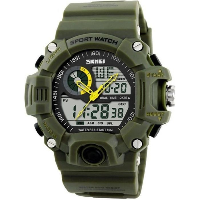 SHARPHY Militaire Montre Homme de Marque Armée Vert Sport étanche numériques analogiques Montres