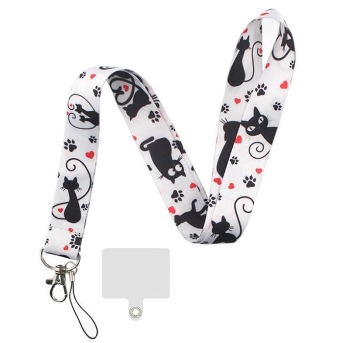 Tour de cou et cordon telephone universel avec motif chat