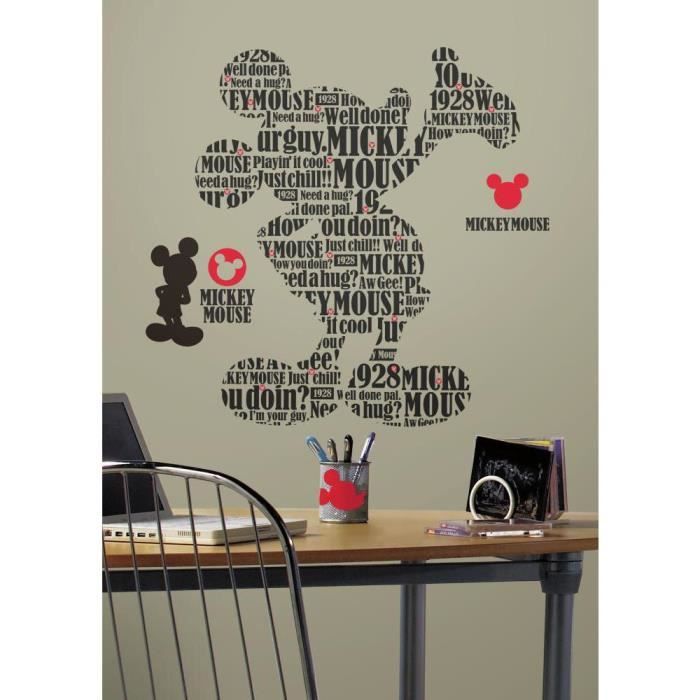 Stickers DISNEY MICKEY MOUSE SILHOUETTE TYPOGRAPHIE Géant Roommates Repositionnables (74x62cm)