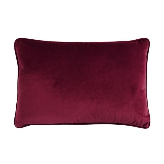 VELOURS - Coussin en velours rouge bourgogne 60x40