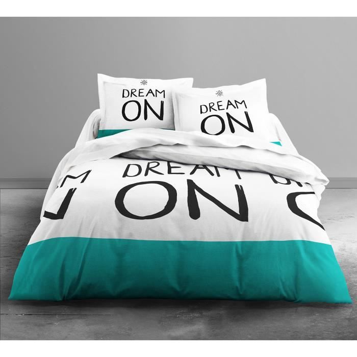 TODAY HC3 Coton 57 Fils Enjoy Dream On Color Parure de Lit 2 Personnes Enjoy Dessin Dream On Color Housse de Couette 220x240 cm +