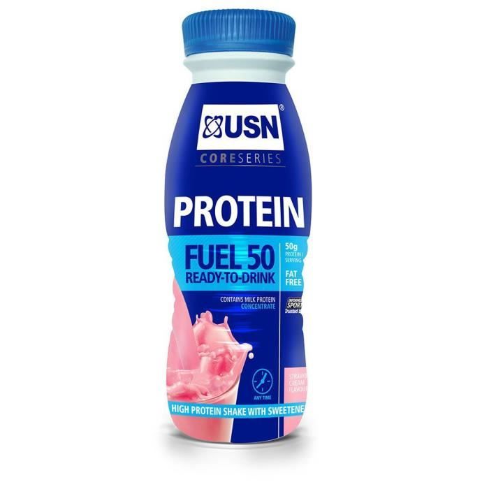 Lot de 6 boissons Fraise 500mL USN Trust Protein Fuel 50 - bleu - TU