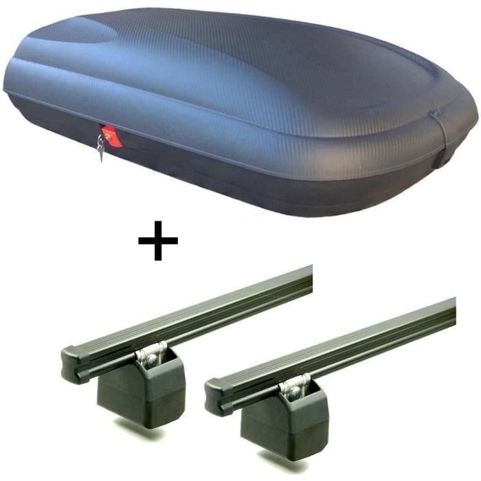 Coffre de Toit VDPBA320 320 Litres Look Carbone Refermable + Aurilis Pro les Barres de Porte Baggages sur Toit Compatible Avec...