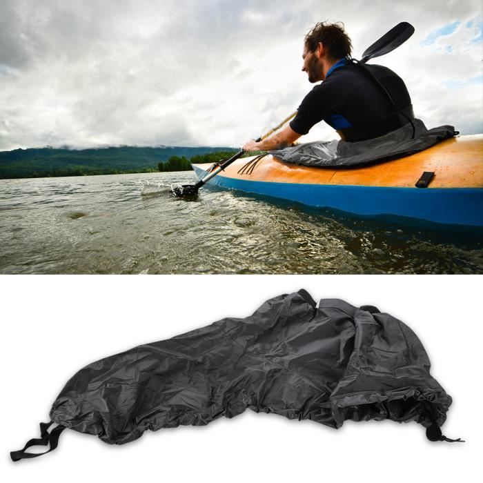 Universel Étui Protection Coverture Réglable avec Sangle Élastique Jupe Jet Kayak Canoë Bateau gris