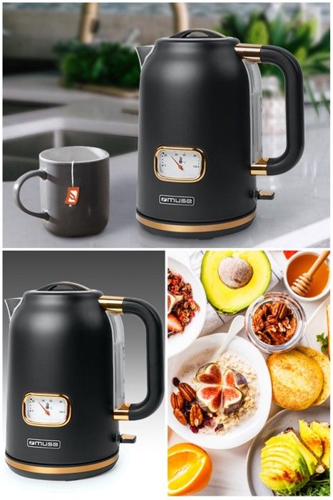 BOUILLOIRE RETRO VINTAGE SANS FIL ET DORE - vue 2