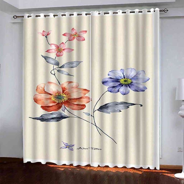 Rideau Occultant Salon Rideaux À Oeillets Chambre 3D Vert Plantes