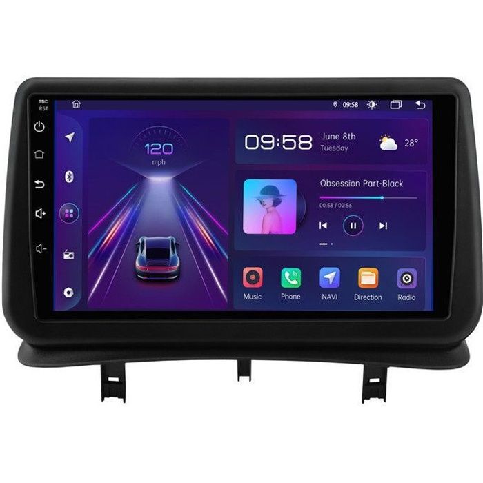 Hizpo Android 13 Voiture Radio pour Renault Clio 3 2005-2014, 8 cœurs 4G 32G GPS Navi 9 Pouces QLED écran Tactile avec sans Fil carplay Android Voiture Bluetooth WiFi 4G LTE