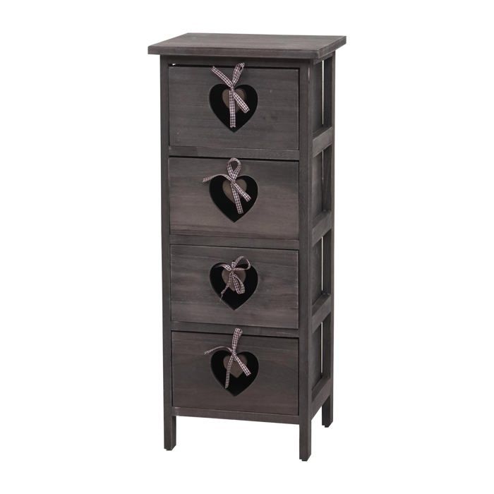 Commode armoire avec 4 tiroirs decoration coeurs 70x29x25 cm aspect vieilli vintage gris brun 04_0006497 Commode armoire avec 4 tiroirs decoration coeurs 70x29x25 cm aspect vieilli vintage gris brun 04_0006497