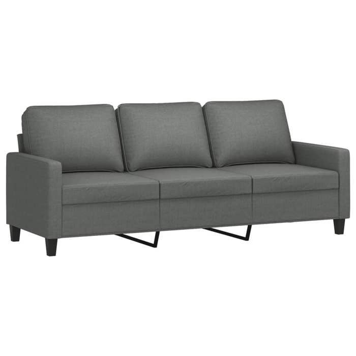 Canapé 3 Places Gris Foncé 180 Cm - Tissu Polyester, Structure Métal - Confortable Et Moderne - Dimensions 198x77x80 Cm
