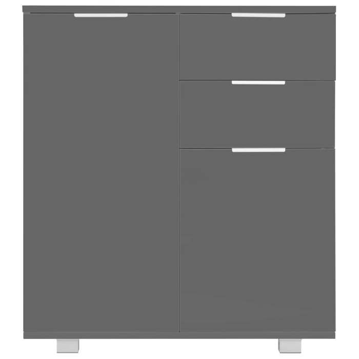 Commode/Buffet contemporain gris brillant 71x35x80 cm Bois dingénierie LL0000064605