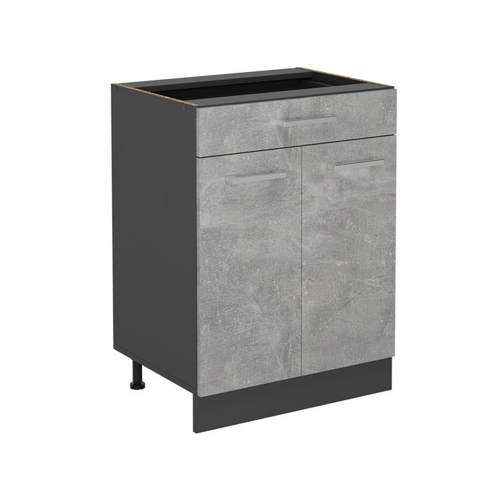 Meuble cuisine R-Line 60cm avec tiroir sans PT Béton/Anthracite Vicco 54134