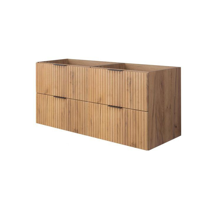 Meuble de salle de bain chêne artisanal avec poignée noire 120 x 57 x 46 cm