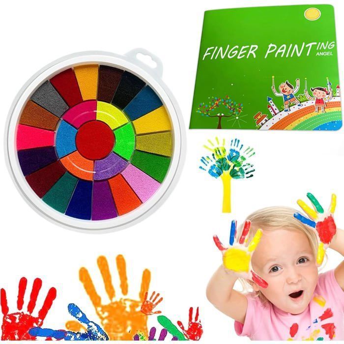 Kit De Peinture Au Doigt Lavable 25 Couleurs - Peinture Non Toxique Pour Enfants Avec Livre De Dessin, Idéal Pour Créativité Et Bricolage