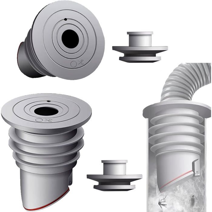 Meilleurs prix pour Joint tuyau machine laver 2 pices gris anti-odeurs bouchon tanche pour tuyau dvacuation cuisinedomestique Label