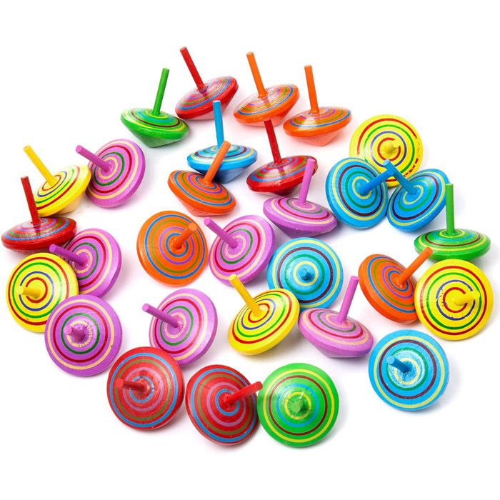 Jouet - GIGICIAL - Toupie en bois - Lot de 30 - Colorées - Pour enfants de 3 à 7 ans