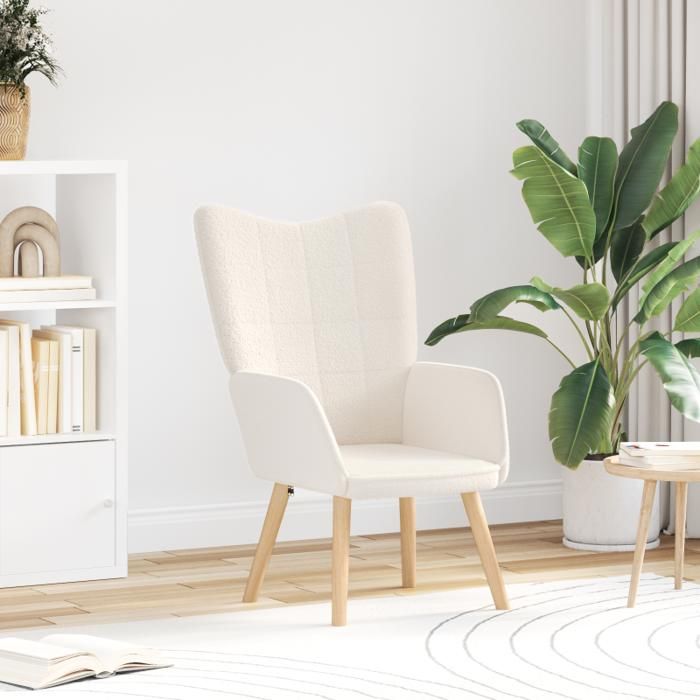 Fauteuil relaxant - Tissu crémeux - 1 place - Accoudoirs rembourrés - Design contemporain
