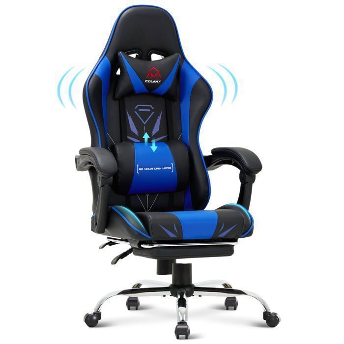 Smartue Chaise gaming ergonomique - Bleu