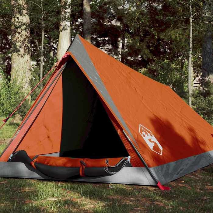 Tente de camping - vidaXL - 2 personnes - Imperméable - Gris et orange