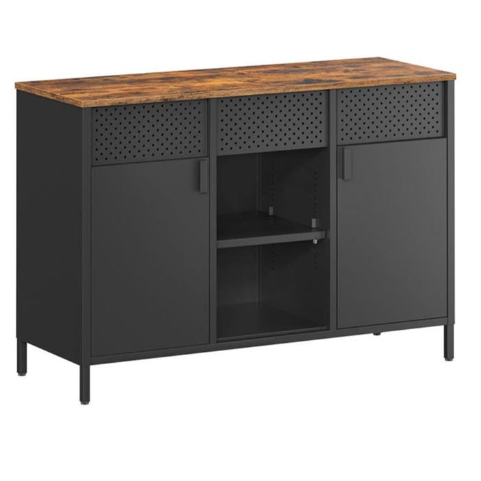 Armoire de rangement meuble en métal placard à double portes buffet fermeture magnétique étagères réglables Armoire de rangement meuble en métal placard à double portes buffet fermeture magnétique étagères réglables