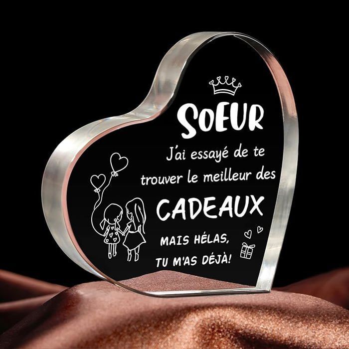 Plante Tricotée En Cœur - Cadeau Original Pour Sœur, Femme, Amie - Message Doux 'Côte à Côte…' - Fait Main En Coton - 7x6x12,5cm - 5