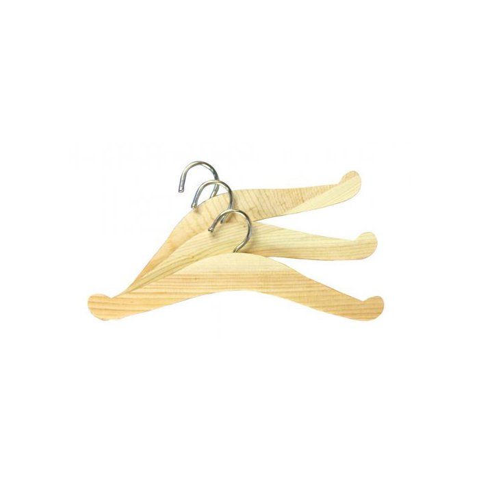 Lot 3 cintres en bois pour vetements poupee 38/45 cm 16x5cm - Accessoire armoire penderie - Set pour tenue poupon et carte
