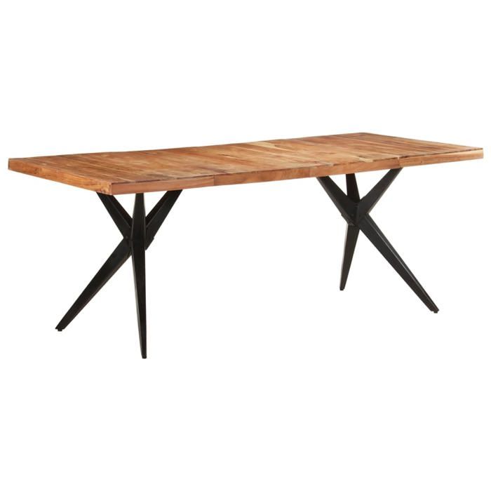 Table de salle à manger en bois dacacia - vidaXL - 200x90x76 cm - Bois dacacia massif - Finition blanchie Table de salle à manger en bois dacacia - vidaXL - 200x90x76 cm - Bois dacacia massif - Finition blanchie